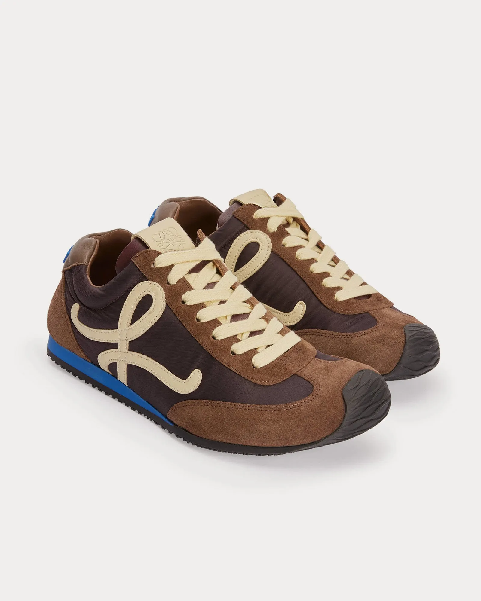 Ballet Runner 2.0 Nylon & Calfskin Brown / Yellow / Blue Low Top Sneakers