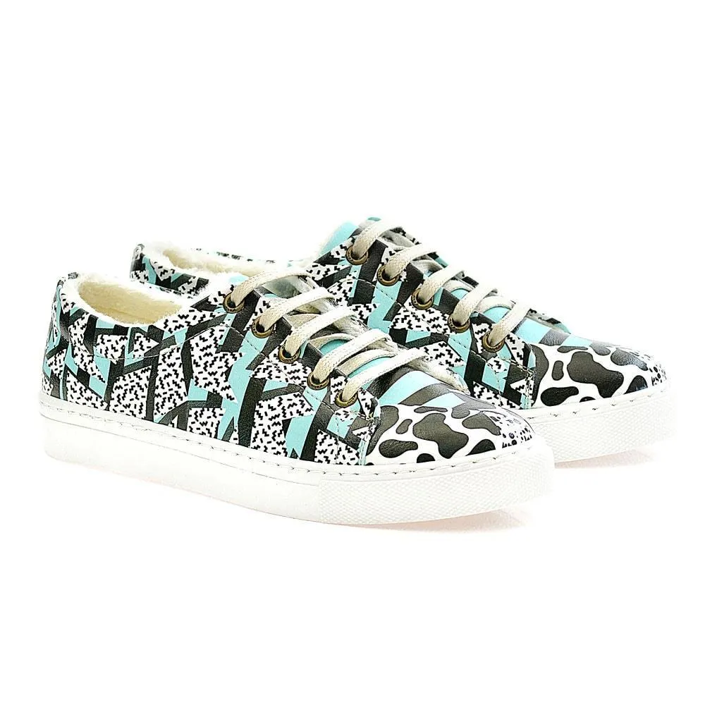 Black and Blue Pattern Slip on Sneakers Shoes WSPR114