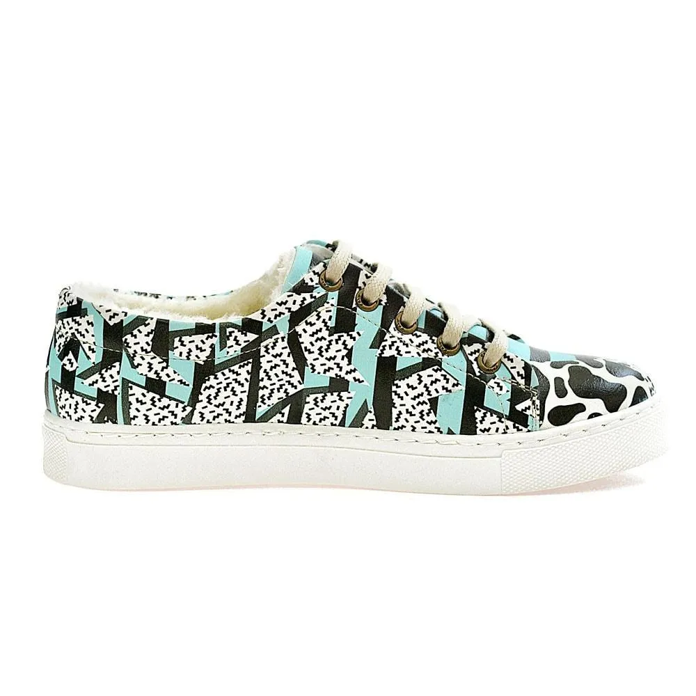 Black and Blue Pattern Slip on Sneakers Shoes WSPR114