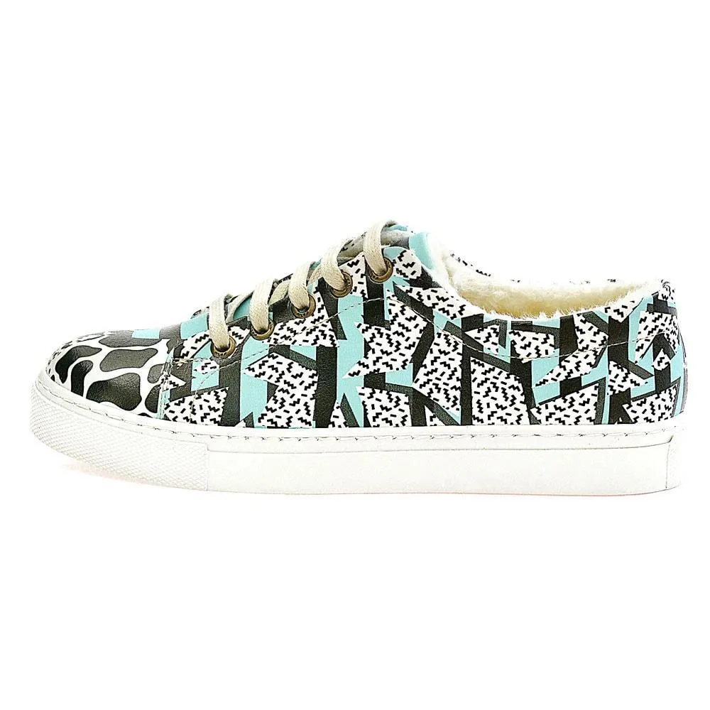 Black and Blue Pattern Slip on Sneakers Shoes WSPR114