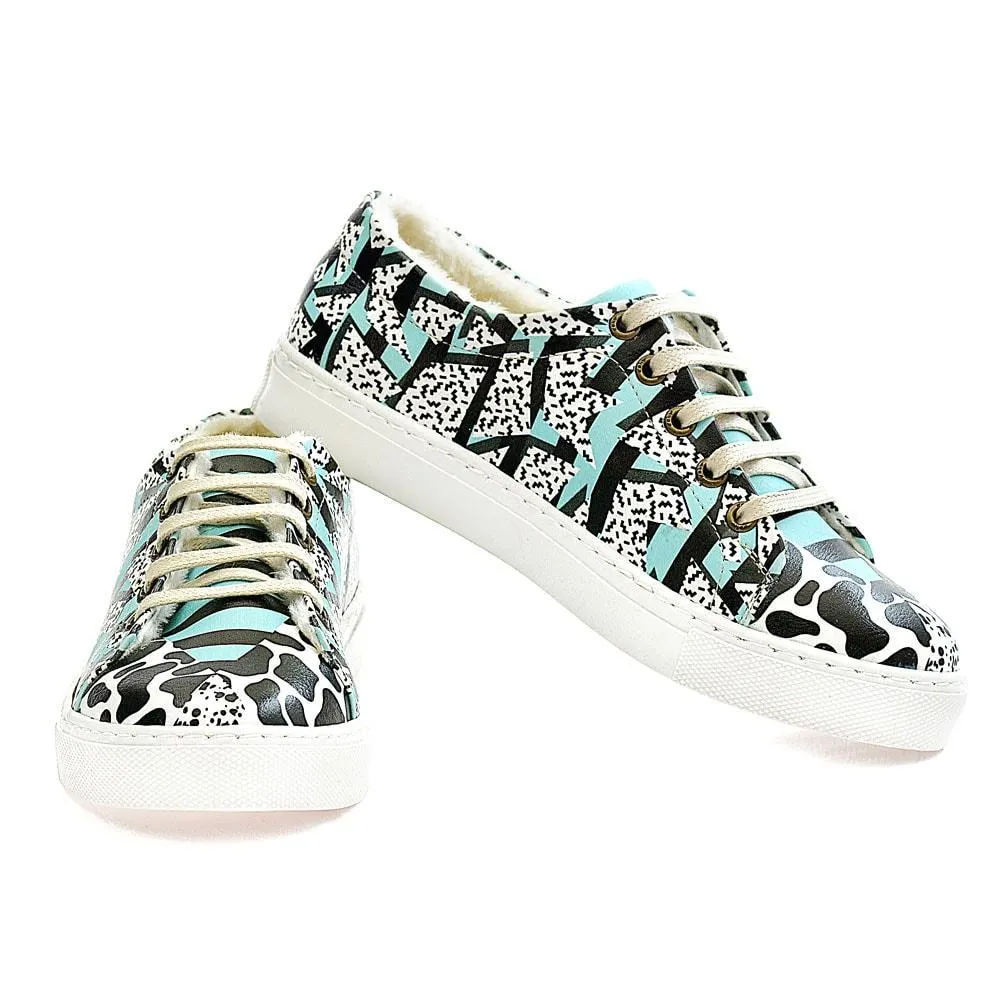 Black and Blue Pattern Slip on Sneakers Shoes WSPR114