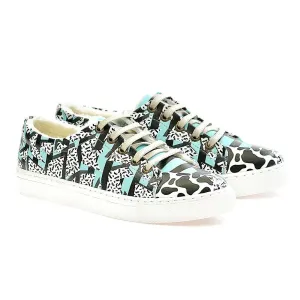 Black and Blue Pattern Slip on Sneakers Shoes WSPR114