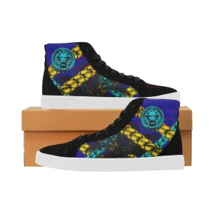 Blue Chain Lion Black Skate High Tops