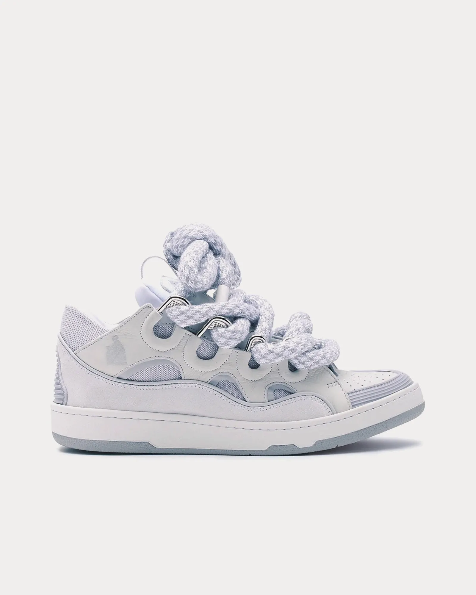 Curb Leather with Snake Laces White / Grey Low Top Sneakers