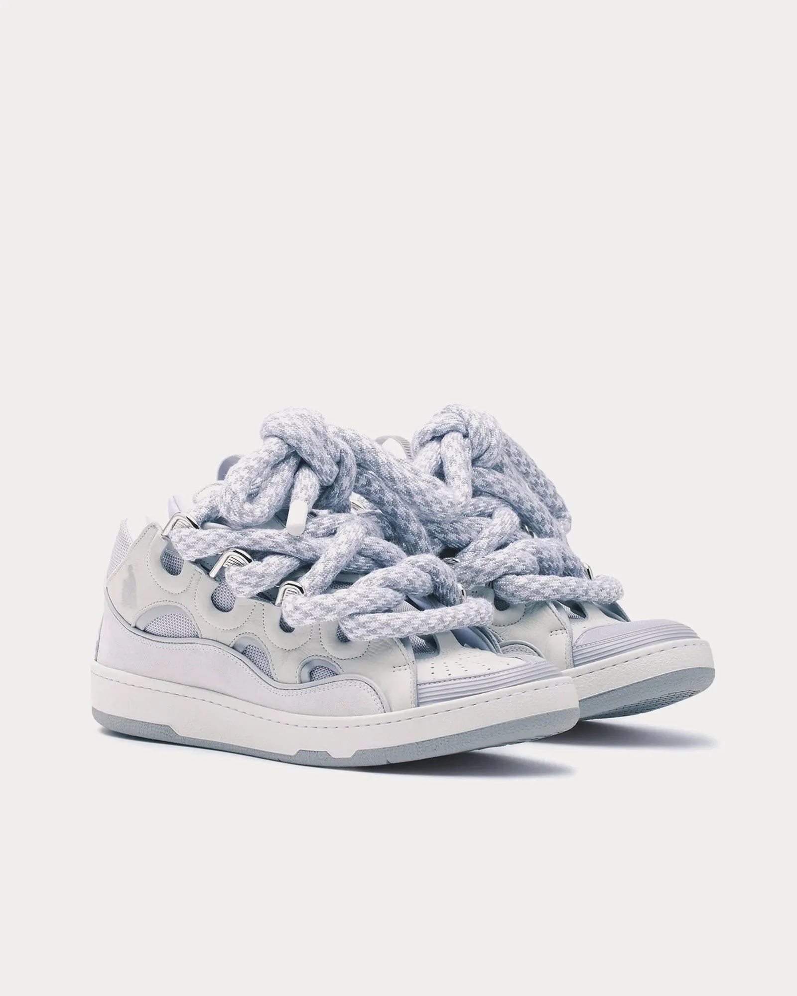 Curb Leather with Snake Laces White / Grey Low Top Sneakers