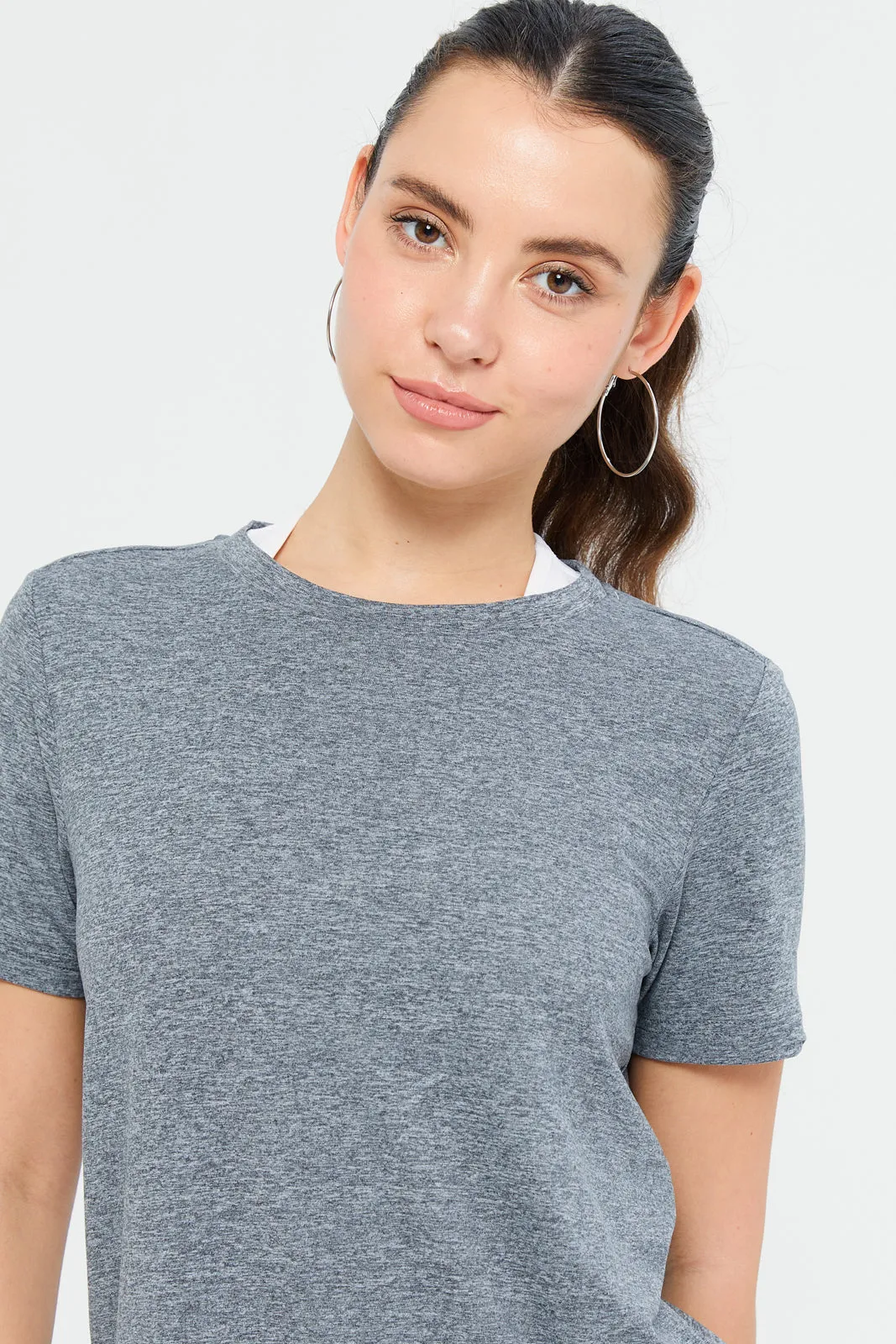 Women Grey Performance Active T-Shirt