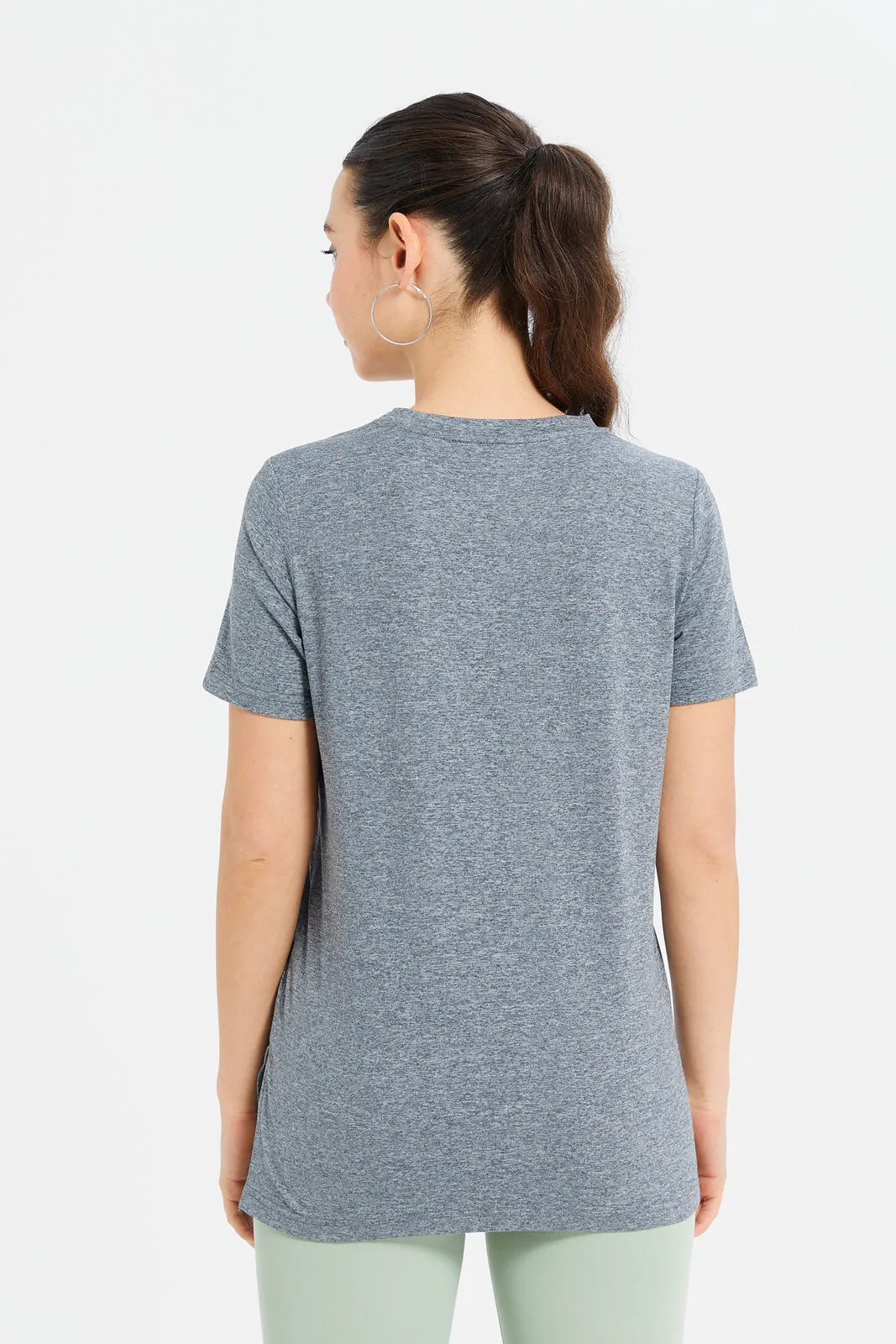 Women Grey Performance Active T-Shirt